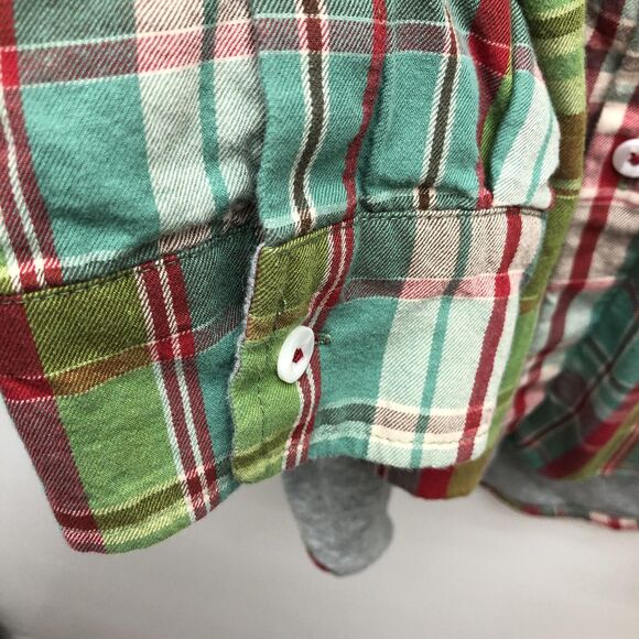 Carbon2Cobalt Shirt Mens Large Green Red Plaid Button Up Flannel Pocket Comfort - Picture 5 of 12